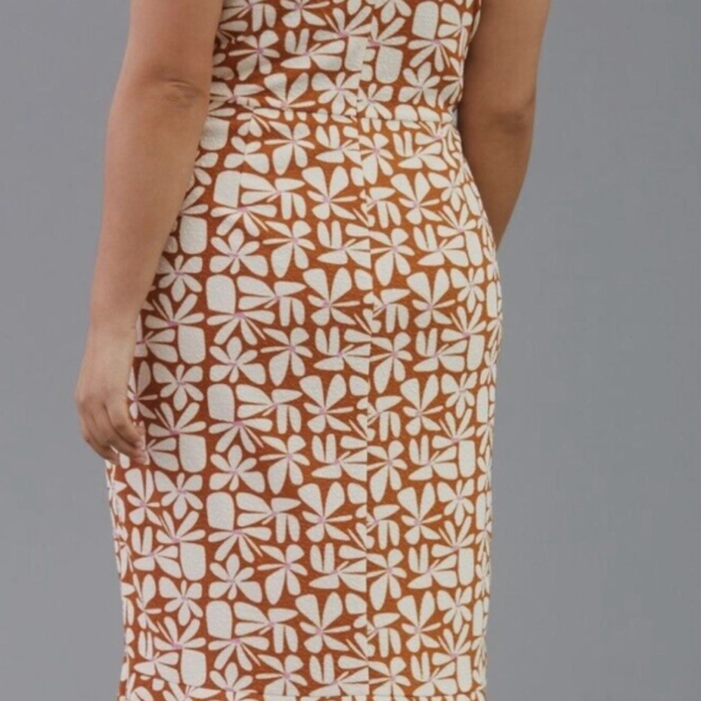 Anthropologie, Hutch Floral Orange and Cream Sweetheart Dress - Picture 4 of 8